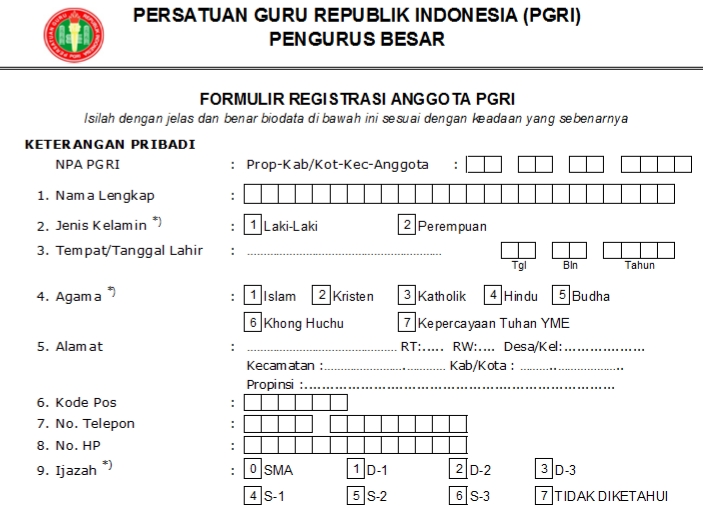 Pendaftaran PGRI Kab. Tolikara - Persatuan Guru Republik Indonesia Cabang Kab. Tolikara
